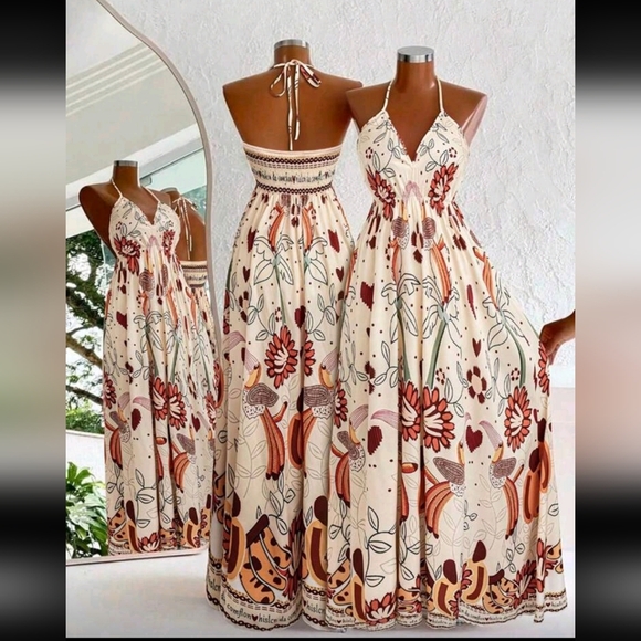 Dresses & Skirts - Floral Halter Maxi Dress